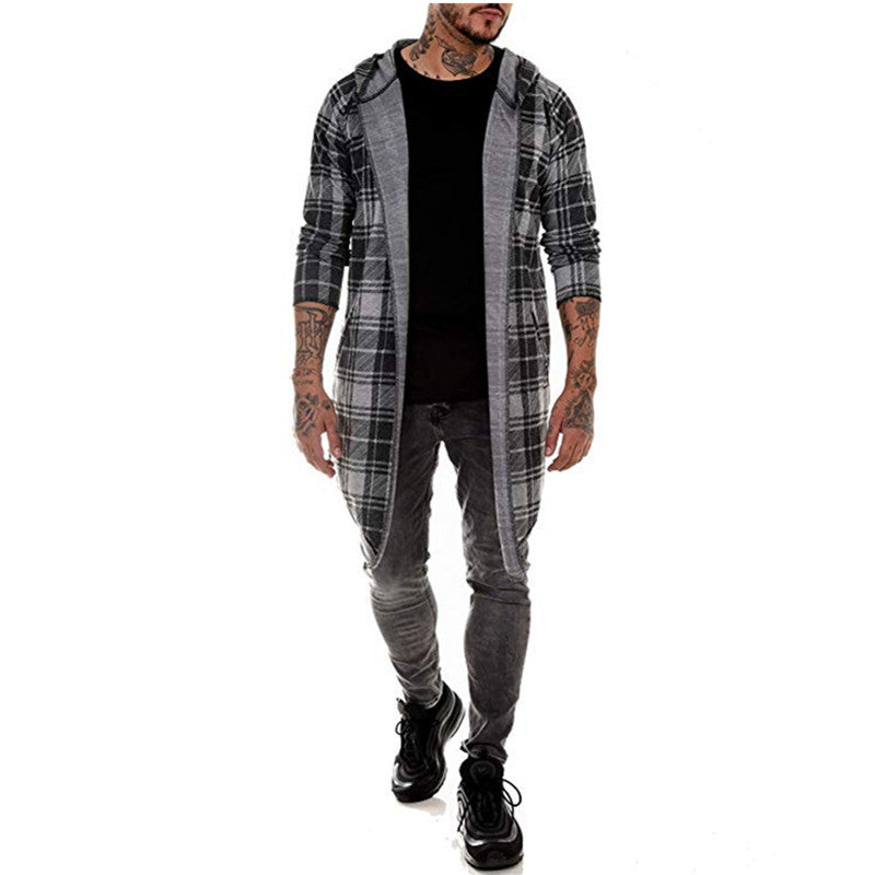 Men's Mid-Length Windbreaker Trench Coat with Lapel