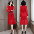 Lace Midi Dress with Slim Fit for Elegant Style