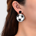 Handmade Acrylic Football World Cup Dangle Drop Earrings Unique Soccer