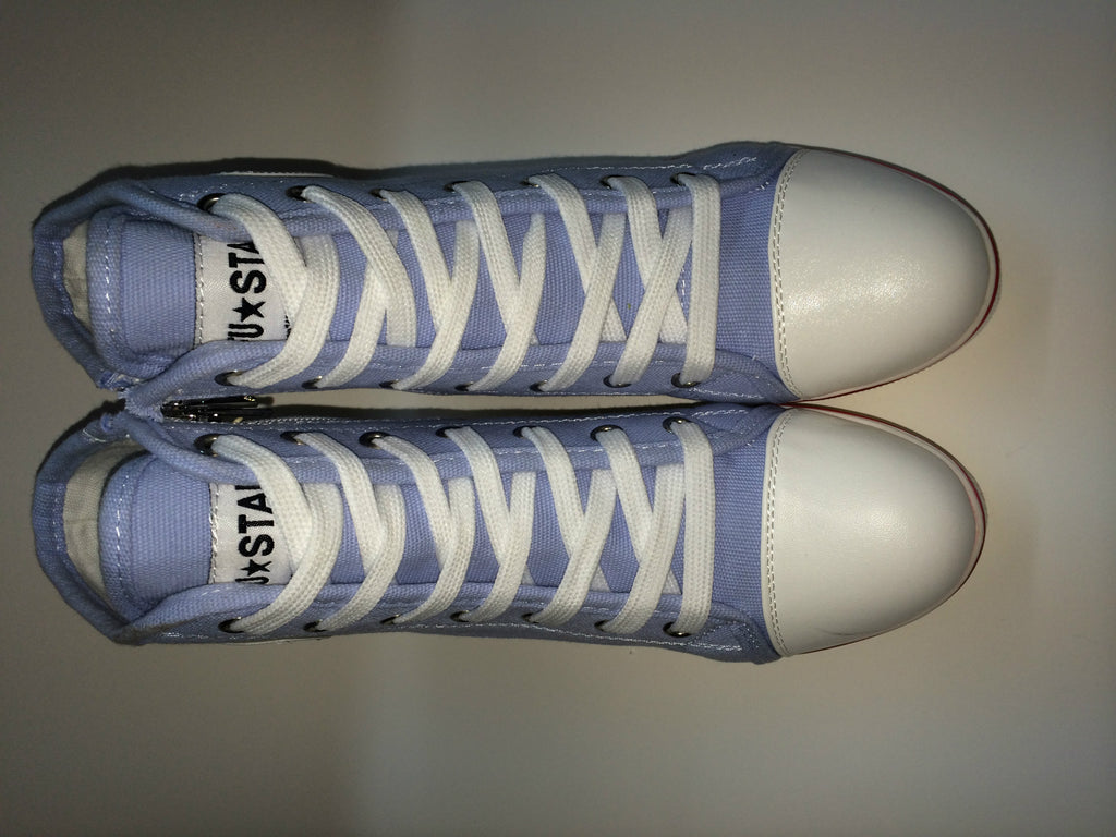 Wedge Canvas Shoes with Zipper and Laces
