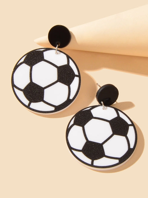 Handmade Acrylic Football World Cup Dangle Drop Earrings Unique Soccer