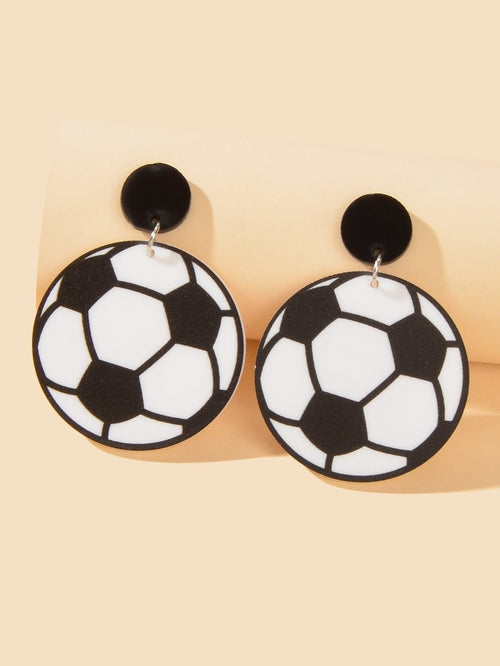 Handmade Acrylic Football World Cup Dangle Drop Earrings Unique Soccer