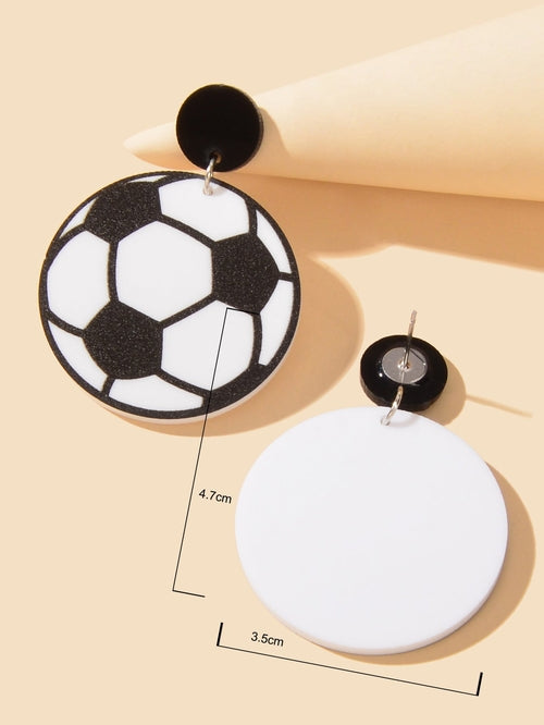 Handmade Acrylic Football World Cup Dangle Drop Earrings Unique Soccer