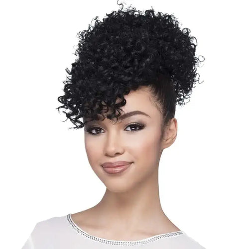 Megan | Versatile Braided Curly Hair Wig with Bangs and Bun