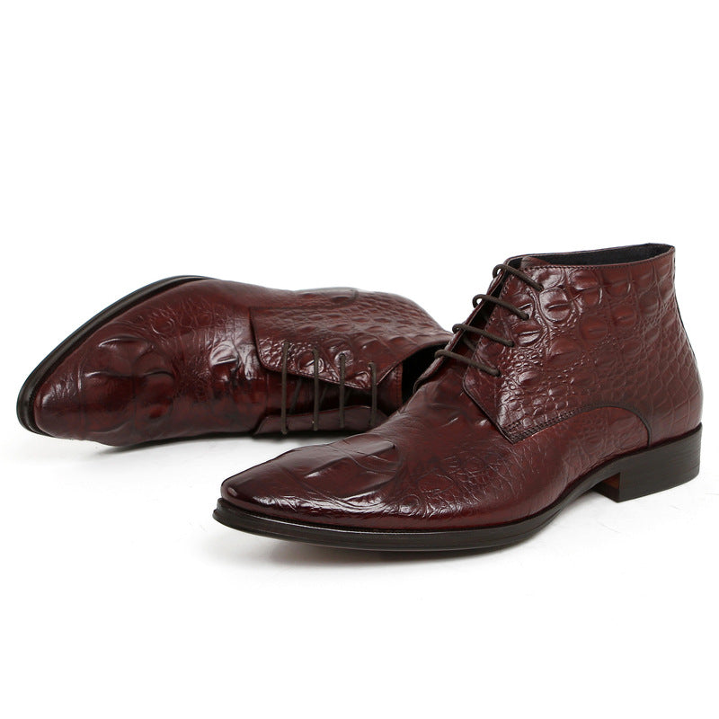 High-Top Alligator Leather Doc Martens for Men