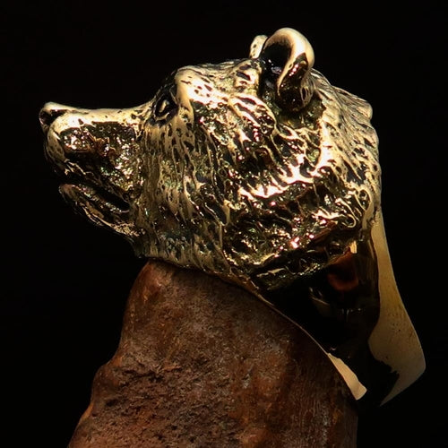 Excellent crafted Men's Brass Animal Ranger Ring detailed Grizzly Bear