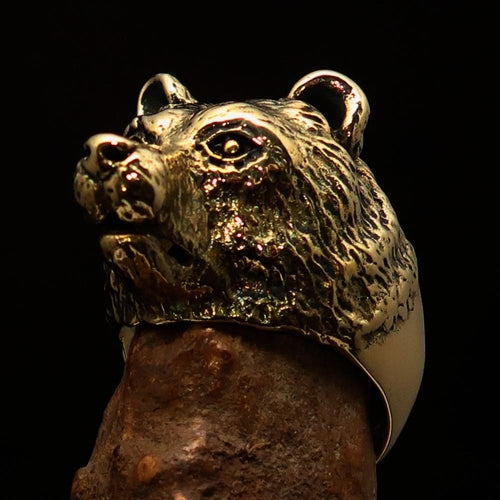 Excellent crafted Men's Brass Animal Ranger Ring detailed Grizzly Bear