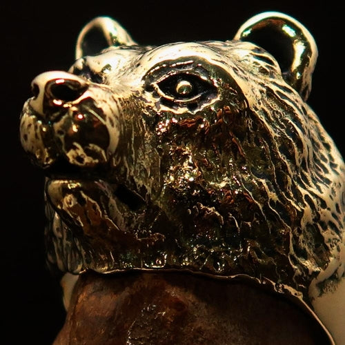 Excellent crafted Men's Brass Animal Ranger Ring detailed Grizzly Bear
