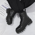 Stylish Men's High-Top Leather Boots with Side Zipper