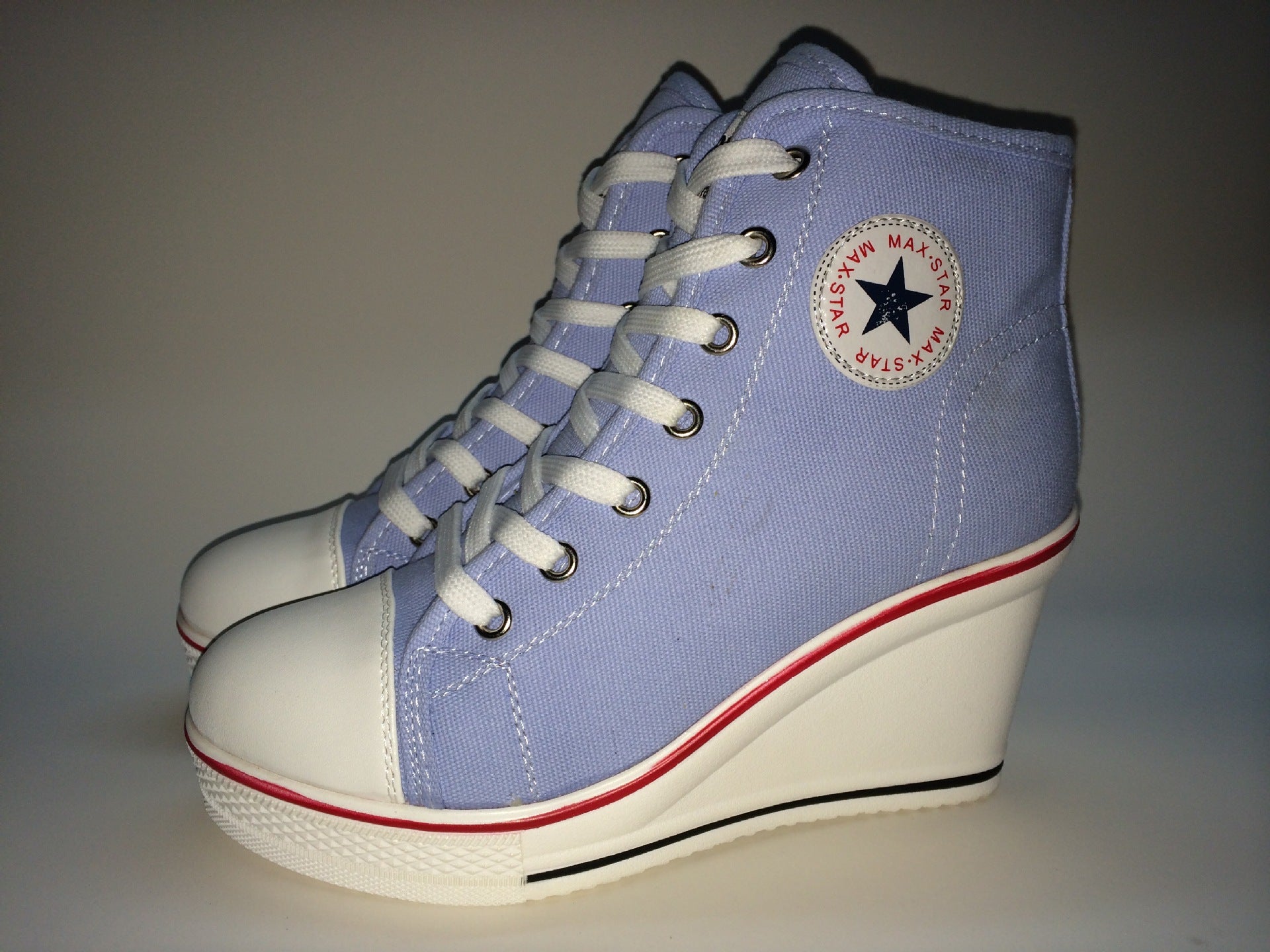 Wedge Canvas Shoes with Zipper and Laces