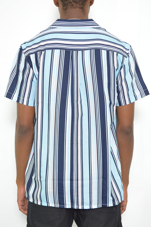 Mens Stripe Print Button Down Shirt