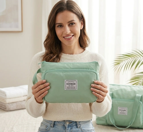 Large Waterproof Foldable Travel Bag,Unisex,Korean,Grey Green