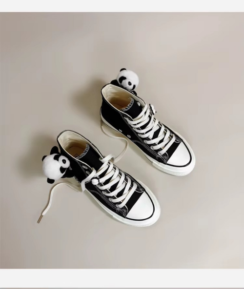 PandaX™ – High Top Canvas Sneakers with Plush Panda