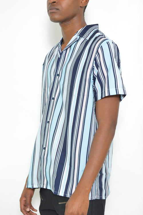 Mens Stripe Print Button Down Shirt