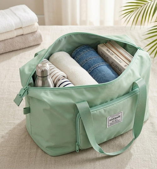 Large Waterproof Foldable Travel Bag,Unisex,Korean,Grey Green