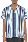Mens Stripe Print Button Down Shirt