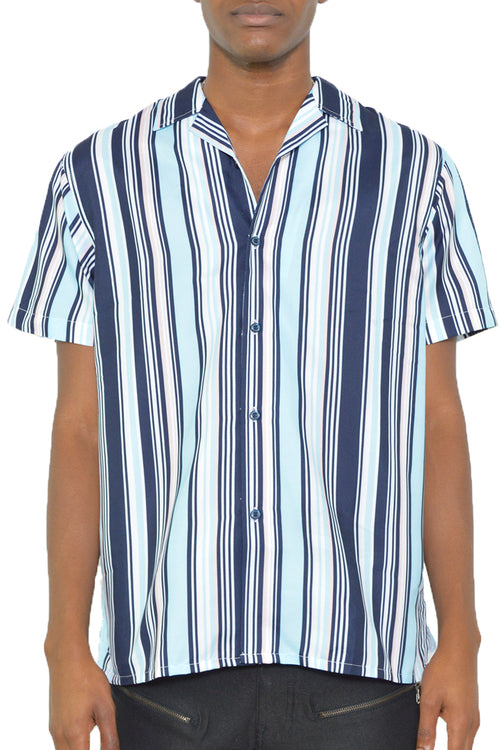 Mens Stripe Print Button Down Shirt