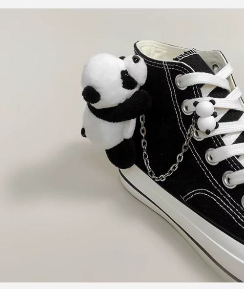 PandaX™ – High Top Canvas Sneakers with Plush Panda