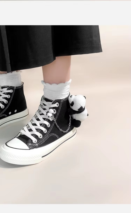PandaX™ – High Top Canvas Sneakers with Plush Panda