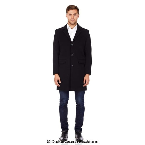 De La Creme MAN - Men's Single Breasted Wool Mix Overcoat