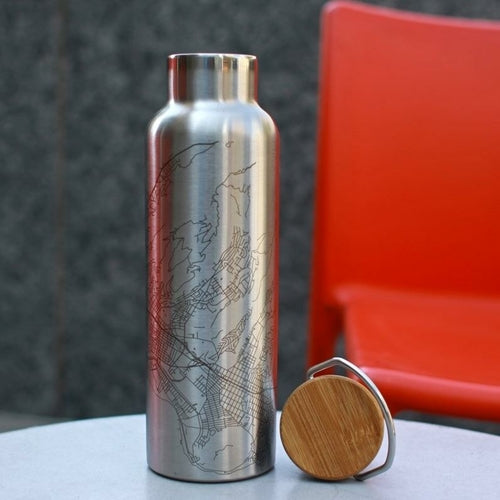 Edinburgh - Scotland Engraved Map Bottle with Bamboo Top