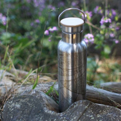 Edinburgh - Scotland Engraved Map Bottle with Bamboo Top