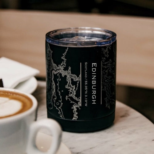 Edinburgh - Scotland Engraved Map Insulated Cup in Matte Black
