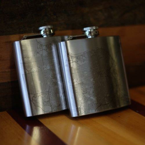 Edinburgh - Scotland Engraved Map Hip Flask