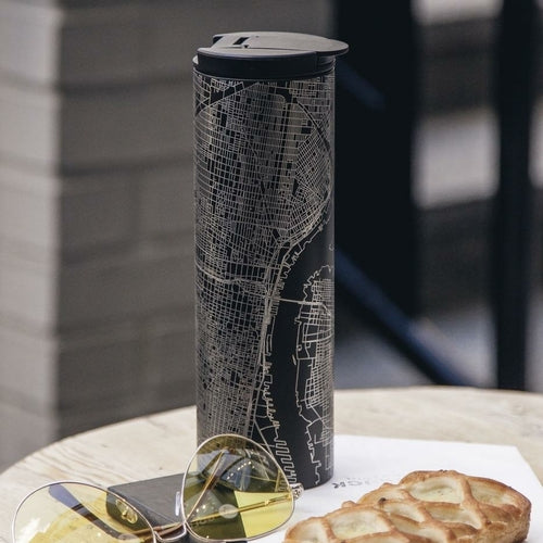 Edinburgh - Scotland Engraved Map Tumbler in Matte Black