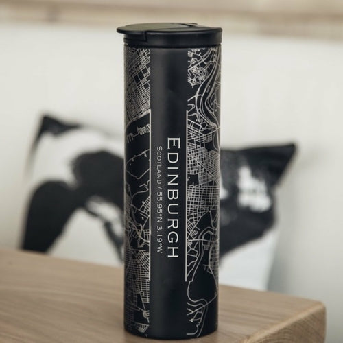 Edinburgh - Scotland Engraved Map Tumbler in Matte Black