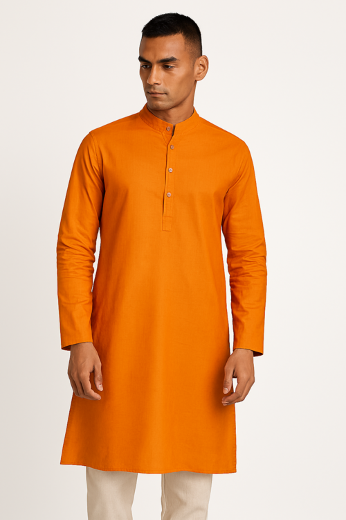Stylish Men’s Ethnic Kurta | Orange | XL