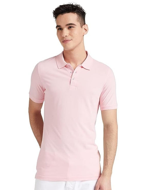 Mens Cotton Solid Regular Fit Half Sleeves Polo T-Shirt