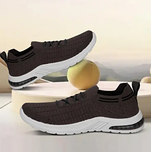 PR Dark Brown Lightweight Running & Walking Shoes for Women with White
