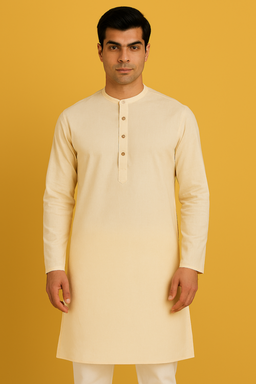 Stylish Men’s Ethnic Kurta | Light Beige | L
