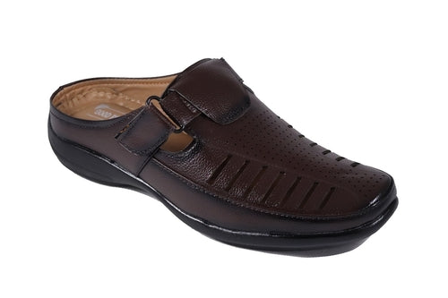 Men's Brown Synthetic Leather Velcro Casual Sandal size 6UK