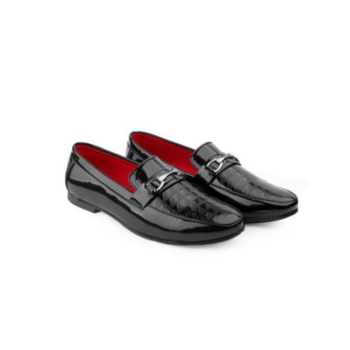Walkroz Black Synthetic Patent Casual Shoes For Men