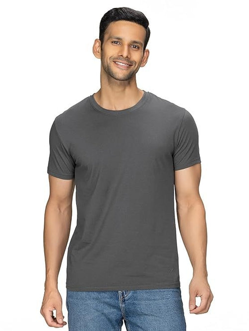 Mens Cotton Solid Regular Fit Round Neck Half Sleeves T-Shirt