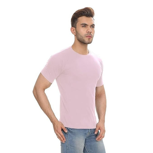 Mens Cotton Solid Regular Fit Round Neck Half Sleeves T-Shirt