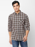 Mens Checks Casual Shirt (Size-M) (Color-Olive)