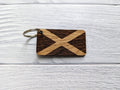 Scottish Flag Keyrings, Scottish Gifts, Oak Veneered, Saltire Keyfob